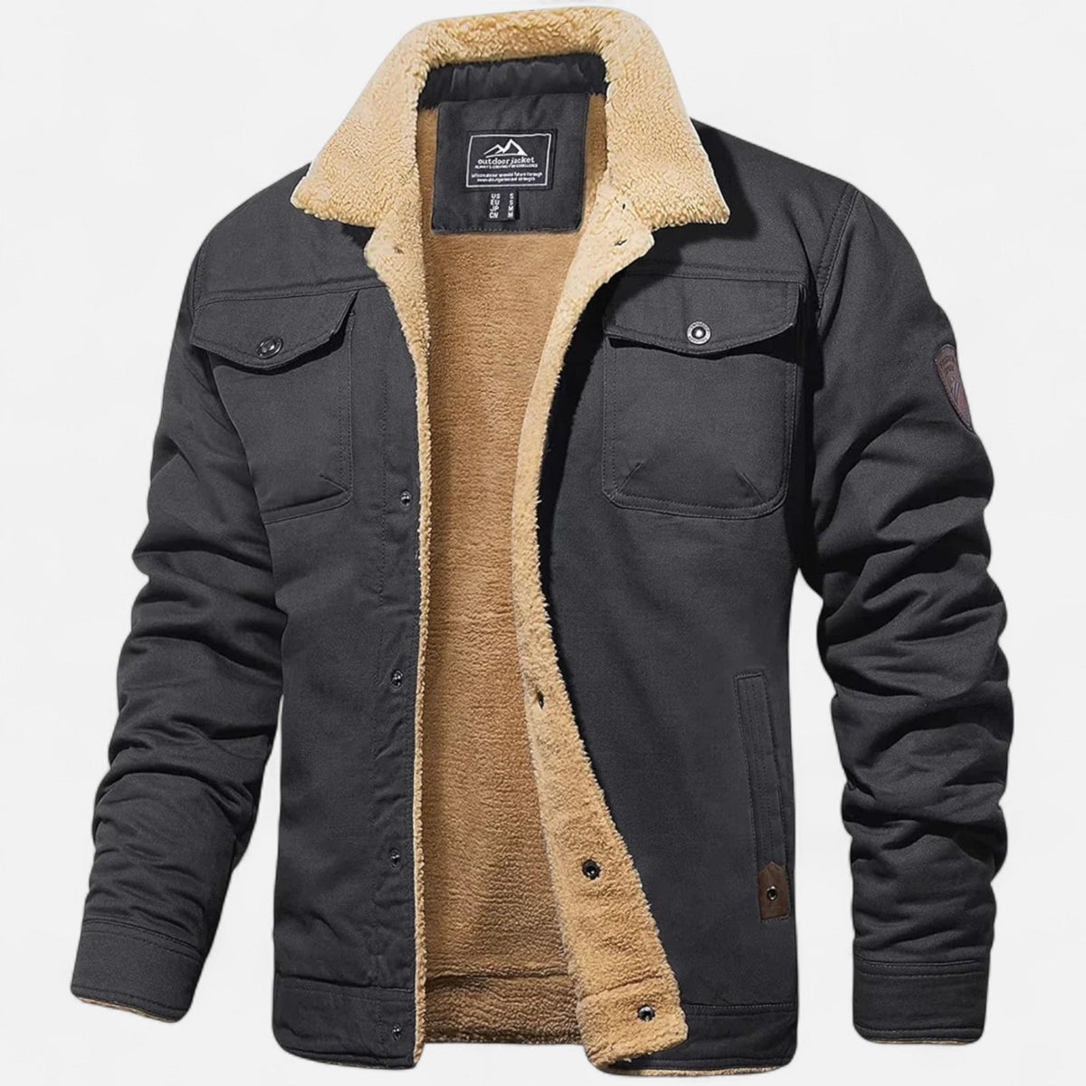 Men's Classic Aviator Bomber Jacket with Sherpa Collar for Winter Wear