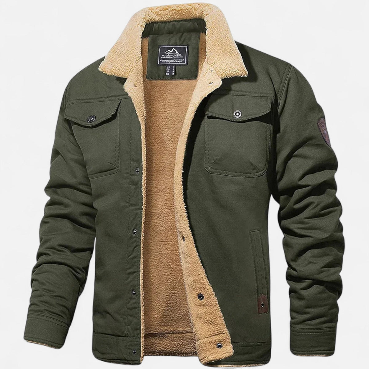 Men's Classic Aviator Bomber Jacket with Sherpa Collar for Winter Wear
