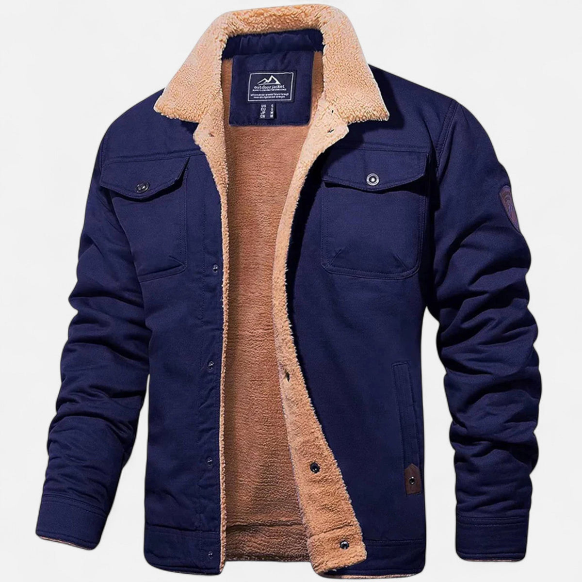 Men's Classic Aviator Bomber Jacket with Sherpa Collar for Winter Wear