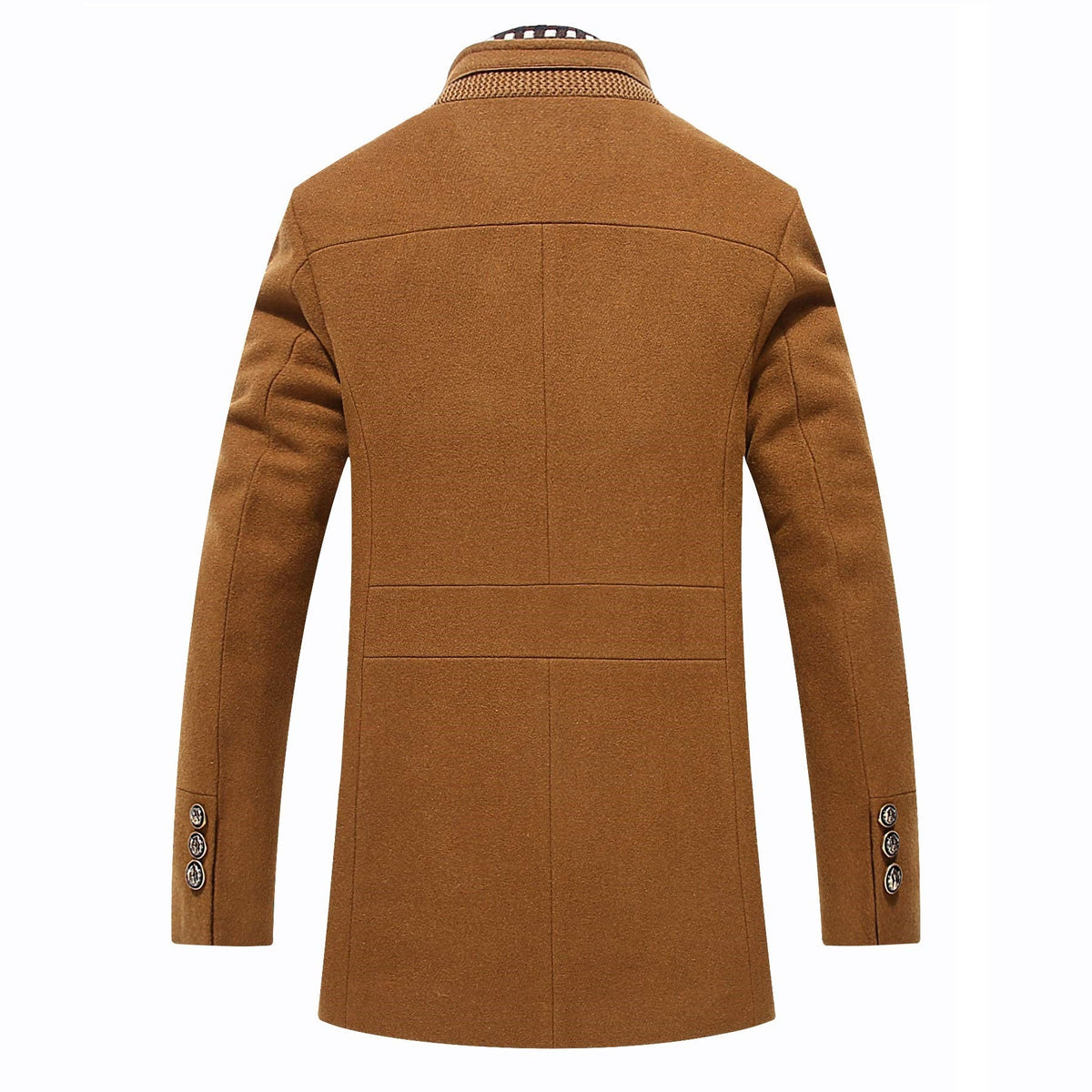 Men's Coat Stand Collar Tailored Fit Button Front with Contrast Lining