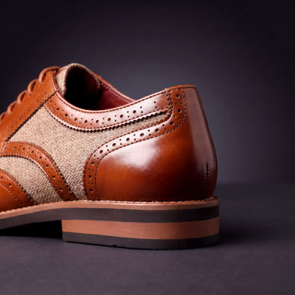 Men's Dress Shoes Wingtip Brogue Lace Up Derby with Contrast Panels