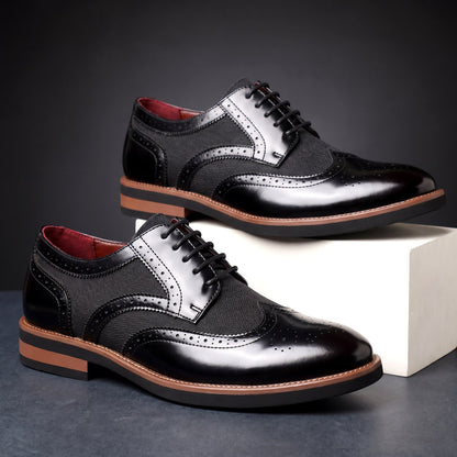 Men's Dress Shoes Wingtip Brogue Lace Up Derby with Contrast Panels