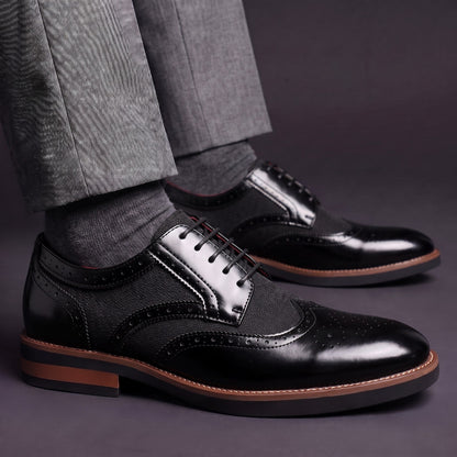 Men's Dress Shoes Wingtip Brogue Lace Up Derby with Contrast Panels