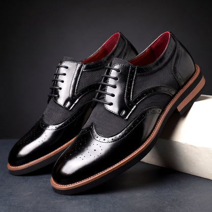 Men's Dress Shoes Wingtip Brogue Lace Up Derby with Contrast Panels