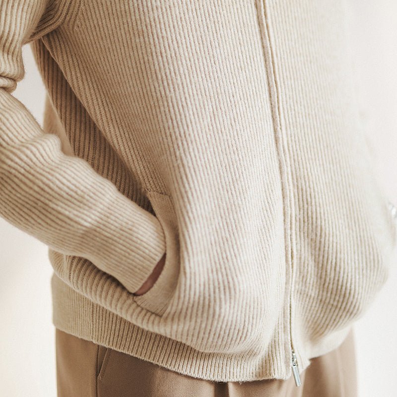 Men's Full-Zip Knit Sweater | Ribbed & Breathable