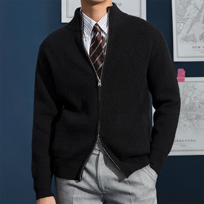 Men's Full-Zip Knit Sweater | Ribbed & Breathable
