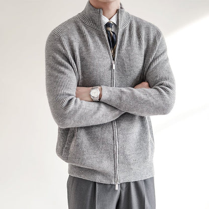 Men's Full-Zip Knit Sweater | Ribbed & Breathable