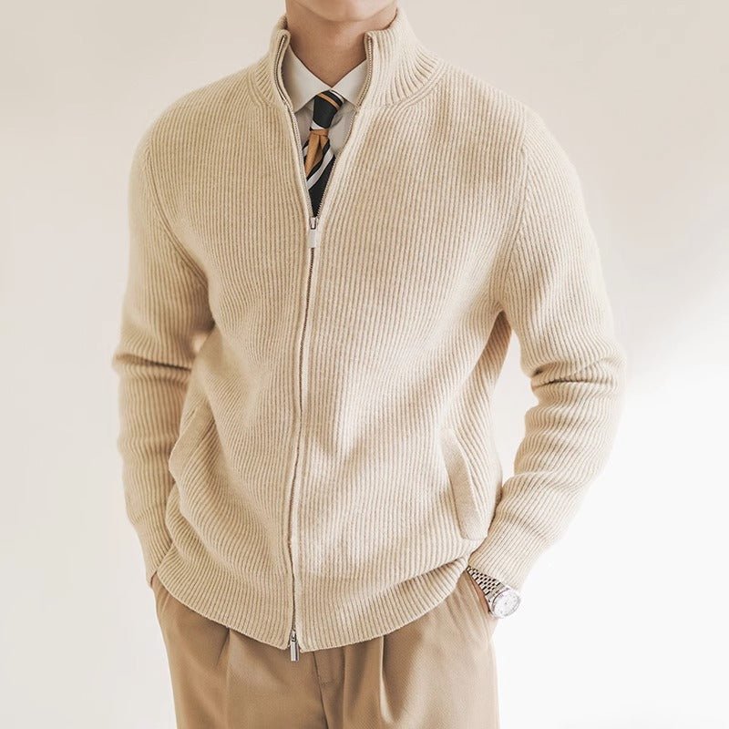 Men's Full-Zip Knit Sweater | Ribbed & Breathable