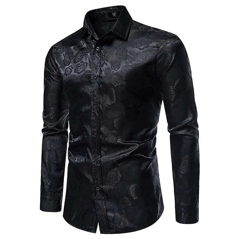 Men's Glossy Long Sleeve Shirt for Events