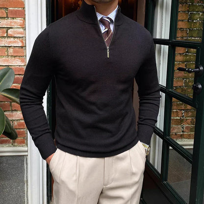 Men's Half Zip Knit Sweater for Autumn and Winter