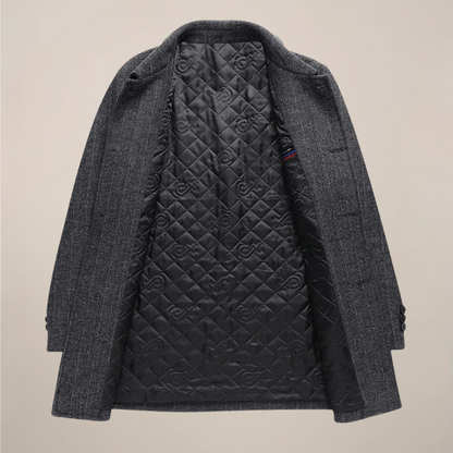 Men’s Herringbone Car Coat – Stylish Point Collar