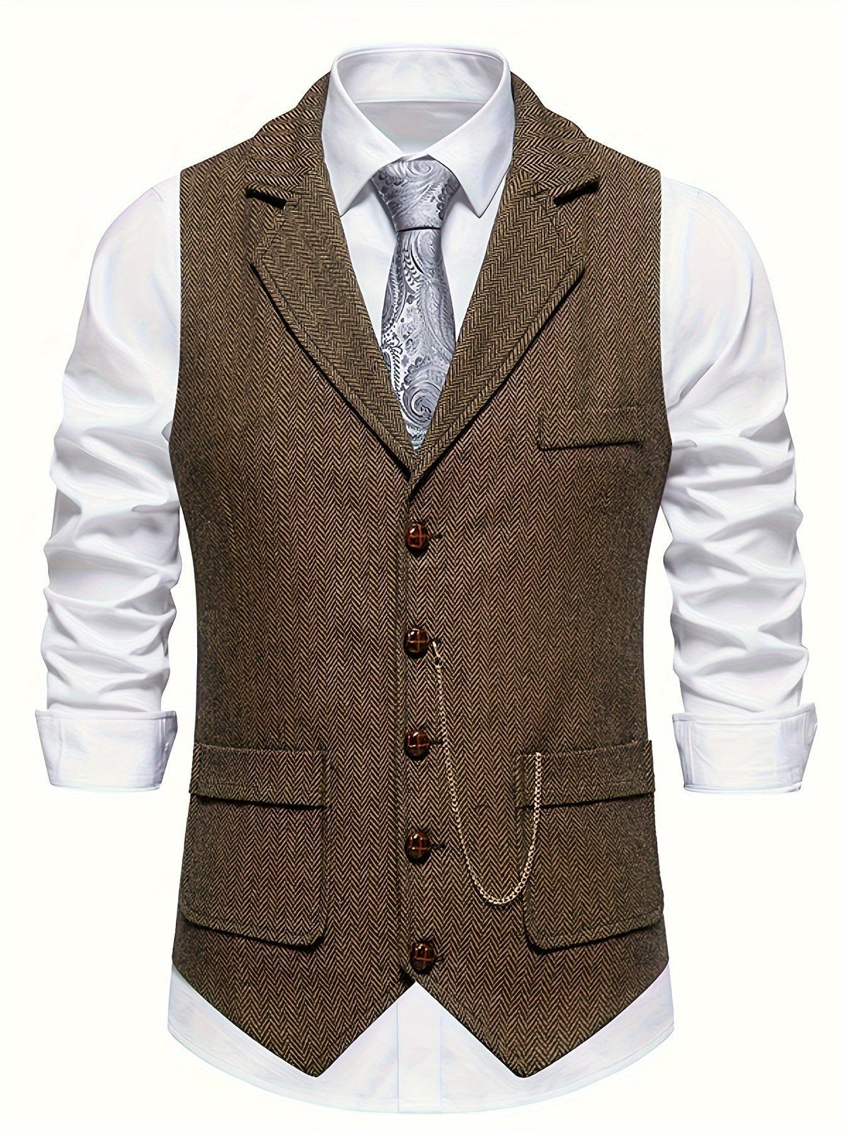 Men's Herringbone Waistcoat for Formal Occasions