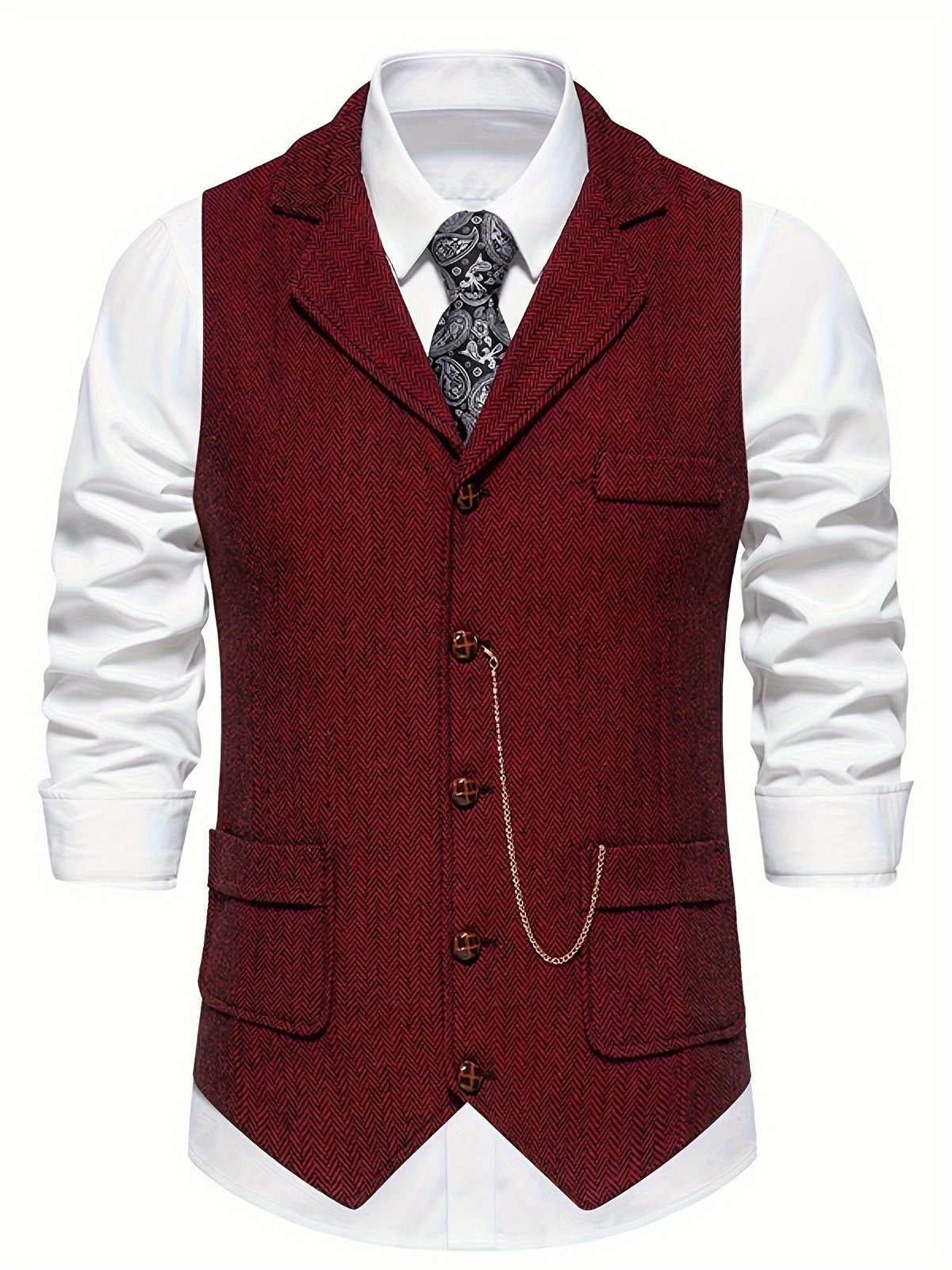 Men's Herringbone Waistcoat for Formal Occasions