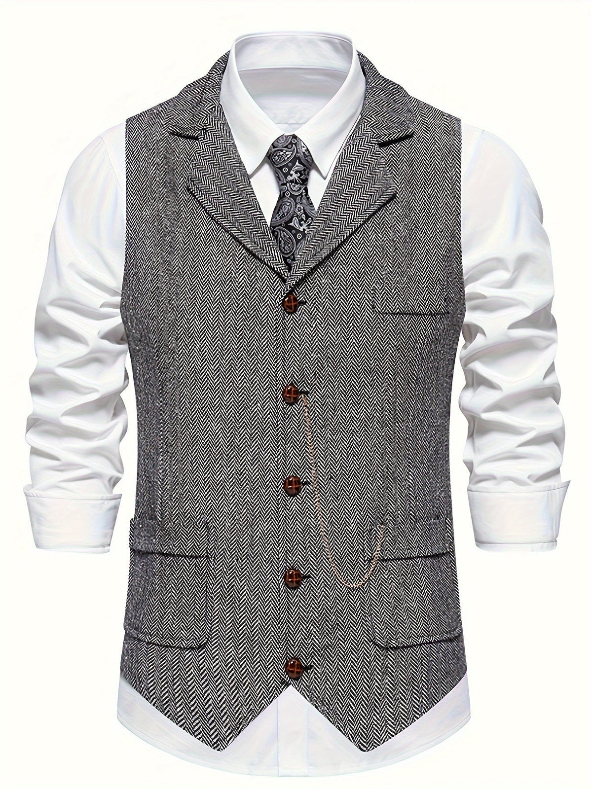 Men's Herringbone Waistcoat for Formal Occasions