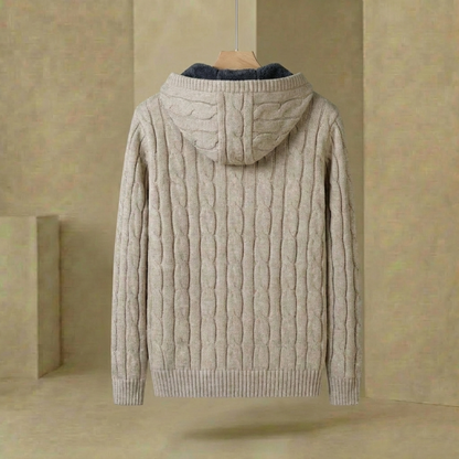 Men's Hoodie Knit Tailored Fit Ribbed Cuffs Hood with Thermal Lining