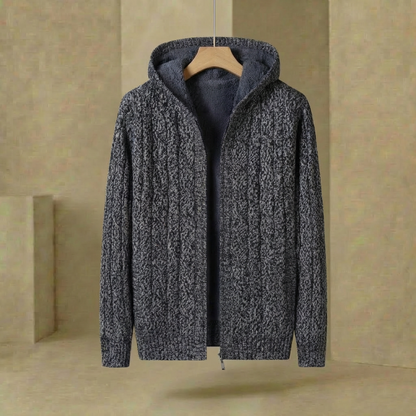 Men's Hoodie Knit Tailored Fit Ribbed Cuffs Hood with Thermal Lining