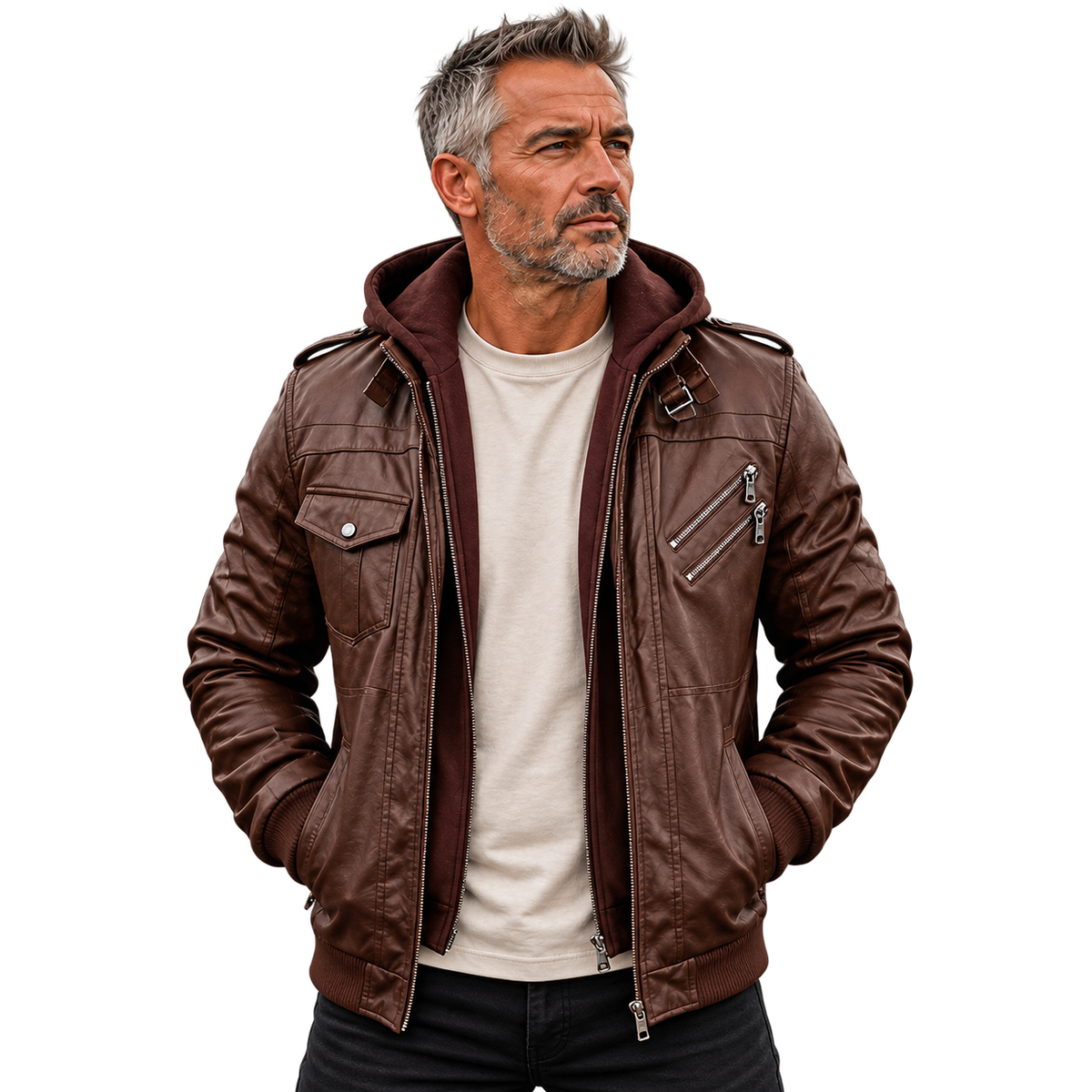 Men's Jacket | Asymmetric Zip & Removable Hood
