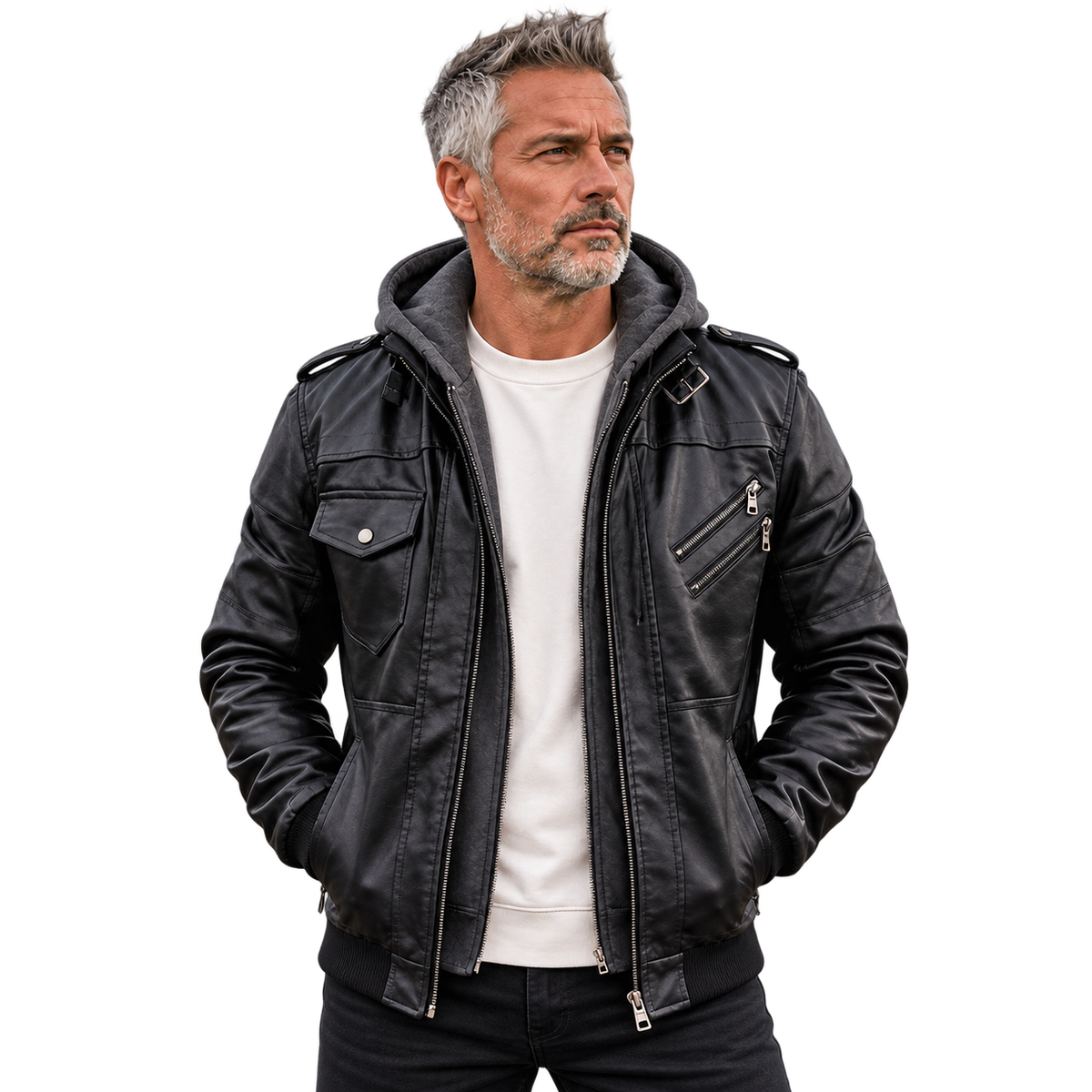 Men's Jacket | Asymmetric Zip & Removable Hood