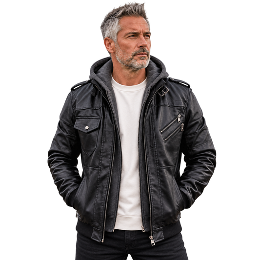 Men's Jacket | Asymmetric Zip & Removable Hood