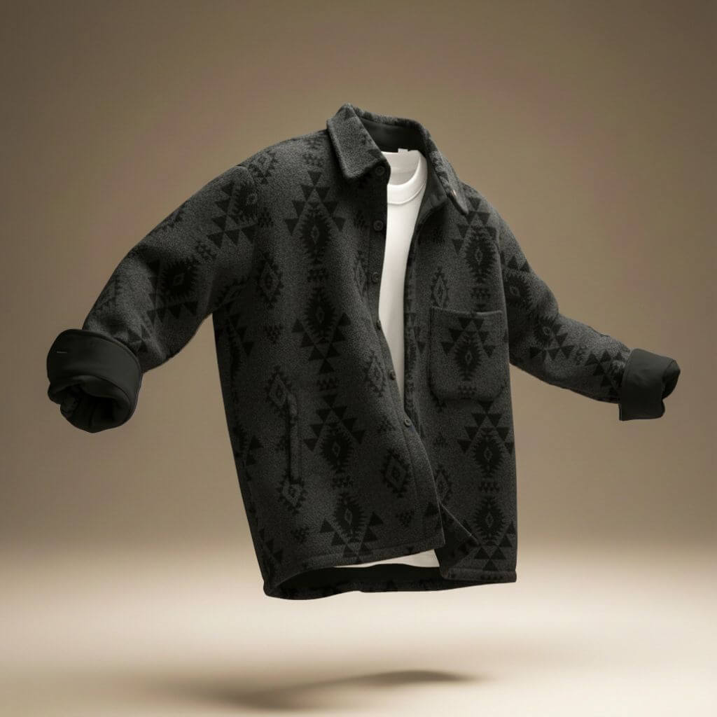 Men's Jacket Relaxed Fit Southwestern Pattern Warm