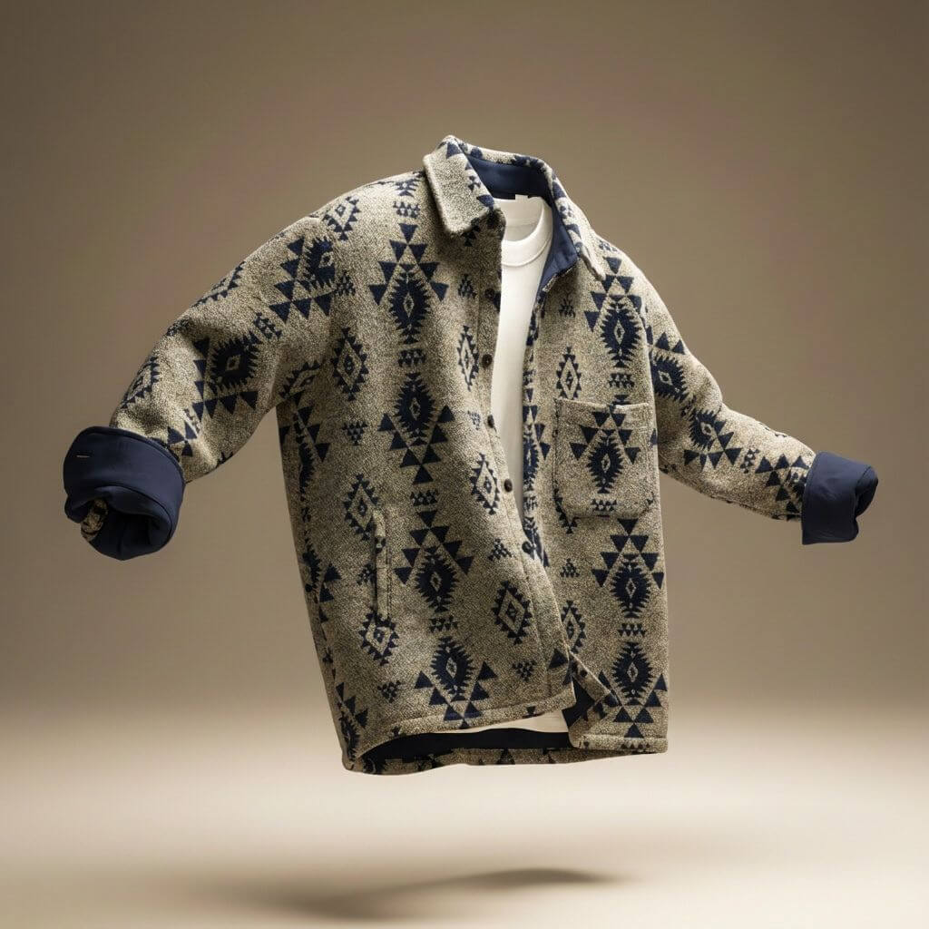 Men's Jacket Relaxed Fit Southwestern Pattern Warm