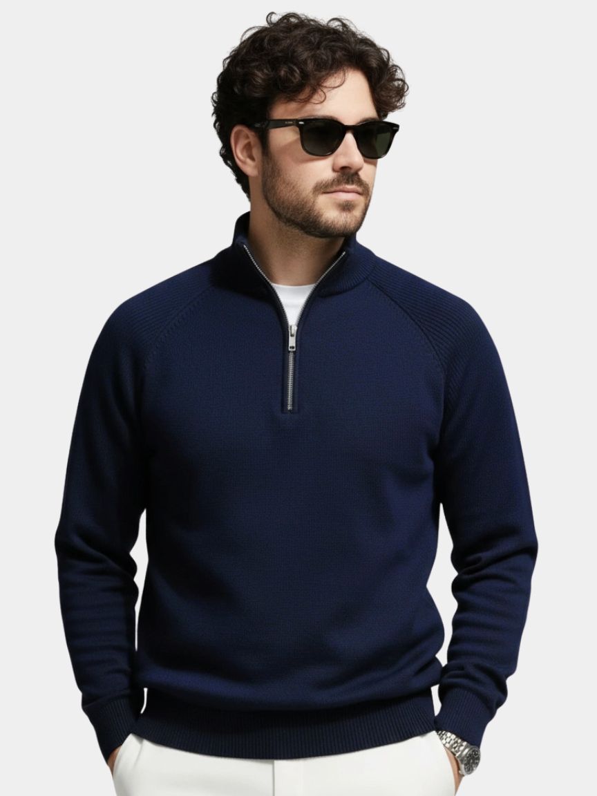 Men's Jumper Crew Neck Long Sleeve Flattering Fit with Crest Design