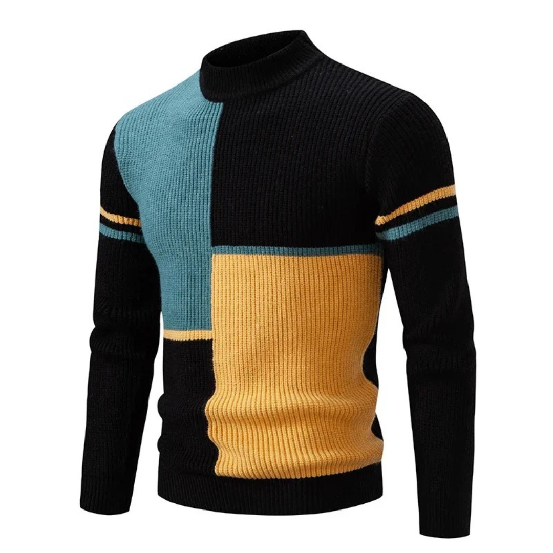 Men's Knit Jumper | Colour-Block Design