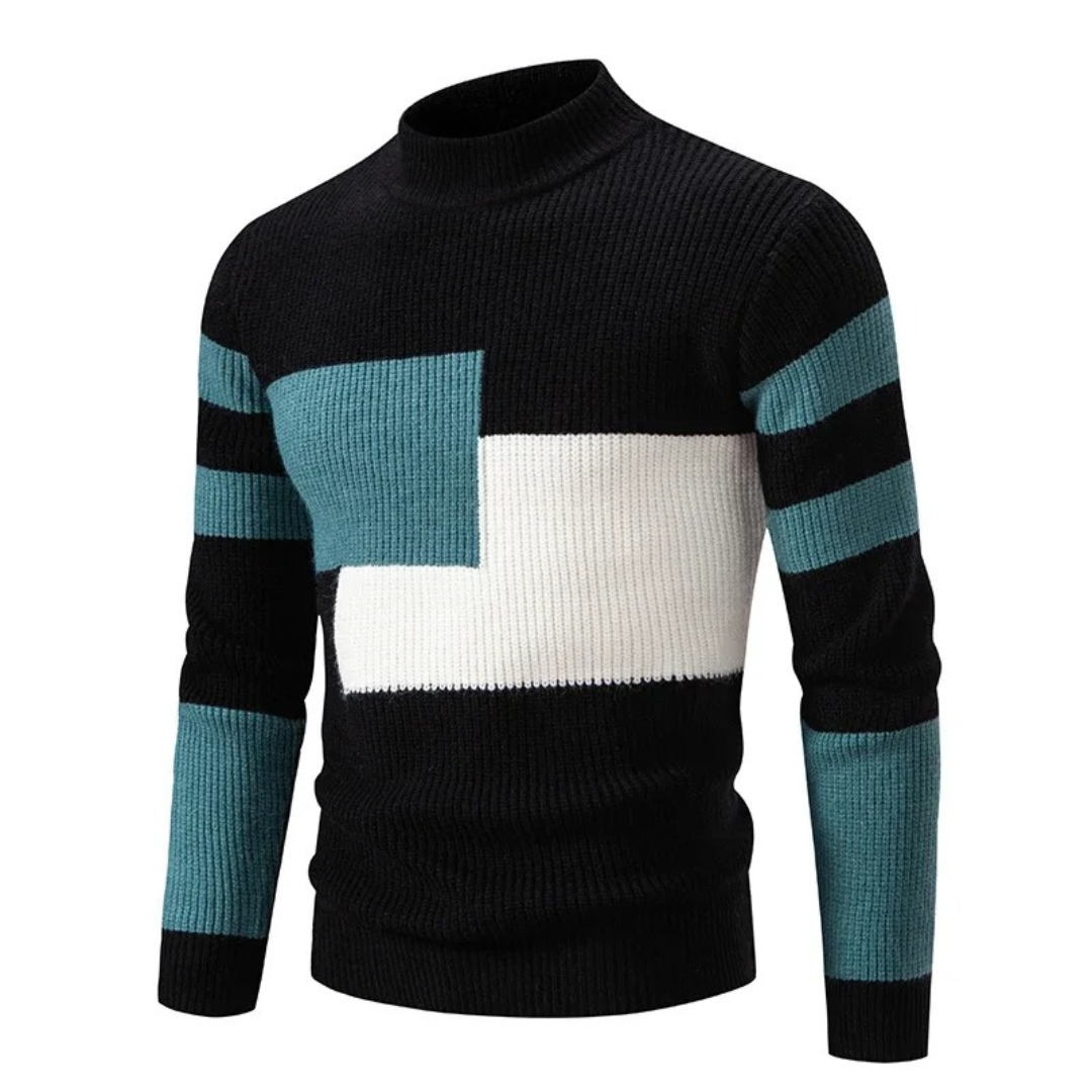 Men's Knit Jumper | Colour-Block Design