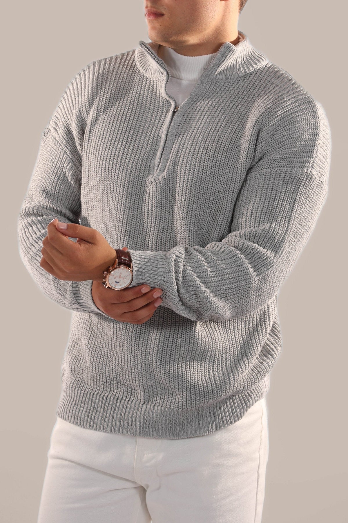 Men's Knitted Half Zip Jumper for Everyday Wear