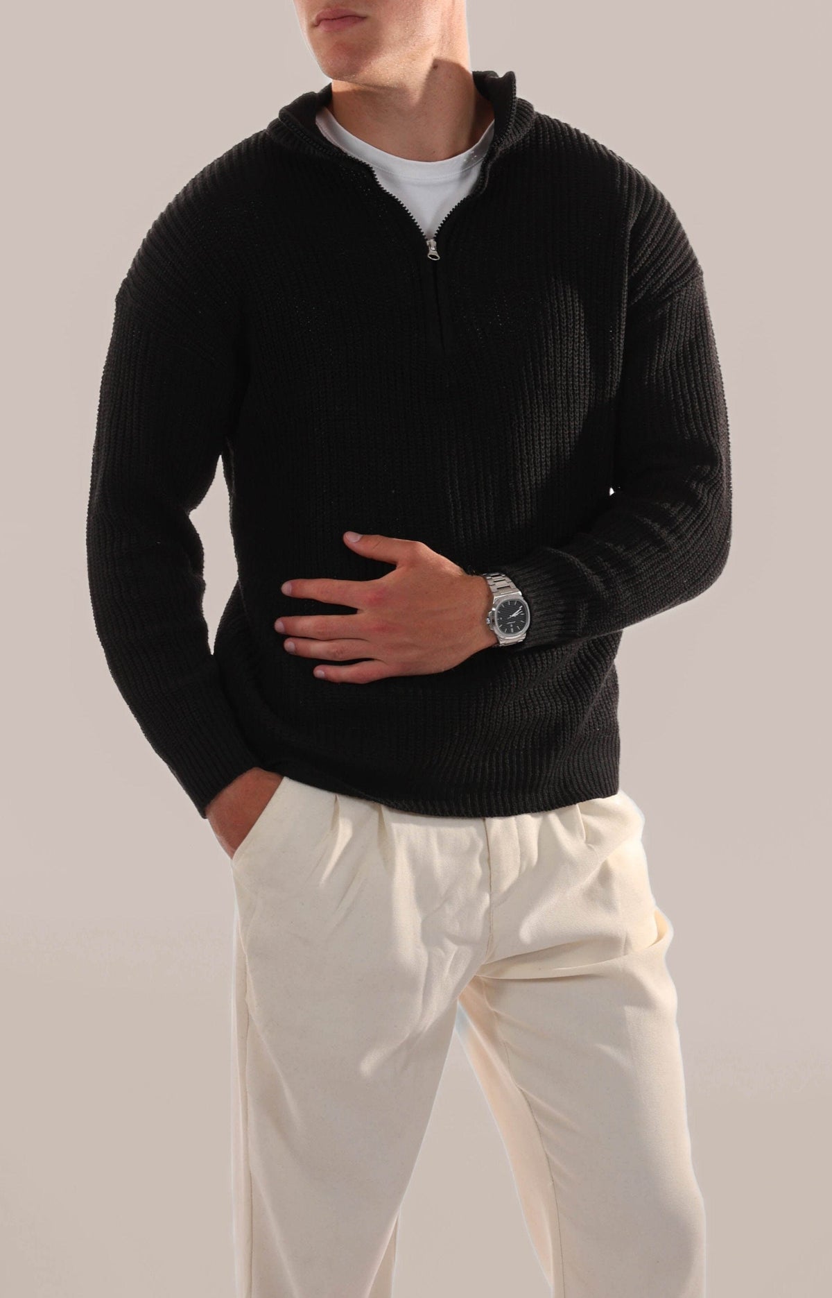 Men's Knitted Half Zip Jumper for Everyday Wear