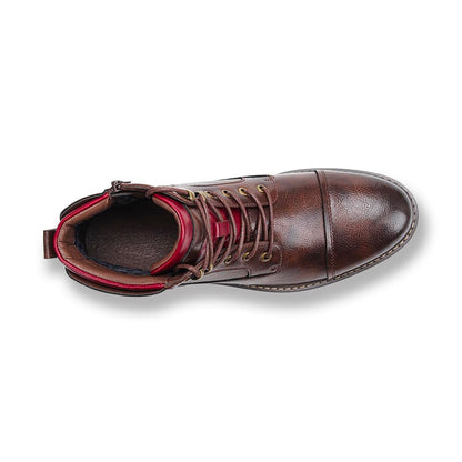 Men's Lace-Up Ankle Boots Rounded Toe Raised Heel Base
