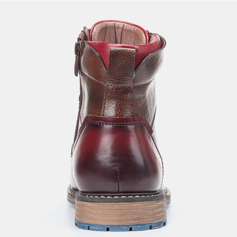 Men's Lace-Up Ankle Boots Rounded Toe Raised Heel Base