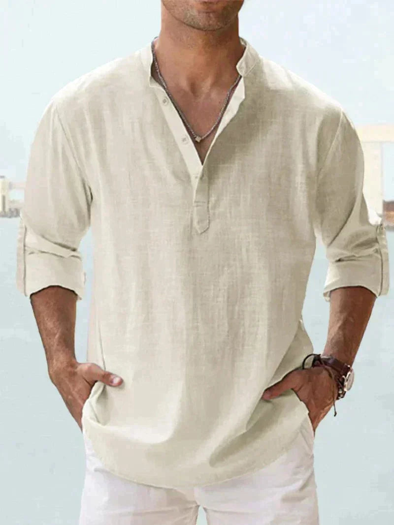Men's Linen Button-Up Shirt for Summer Events
