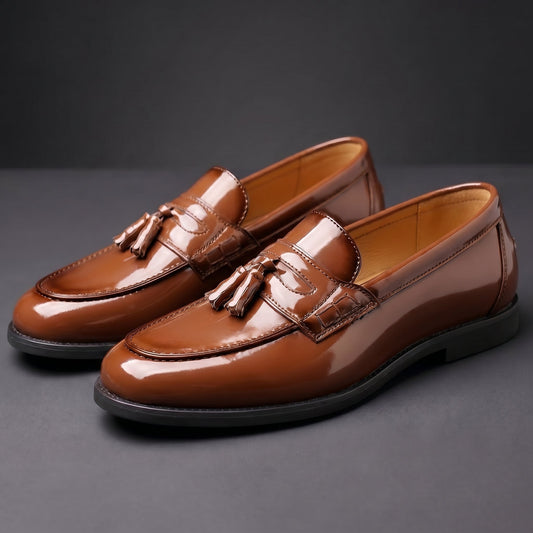 Men's Loafer Shoes Formal Tassel Detail Slip On with Cushioned Sole