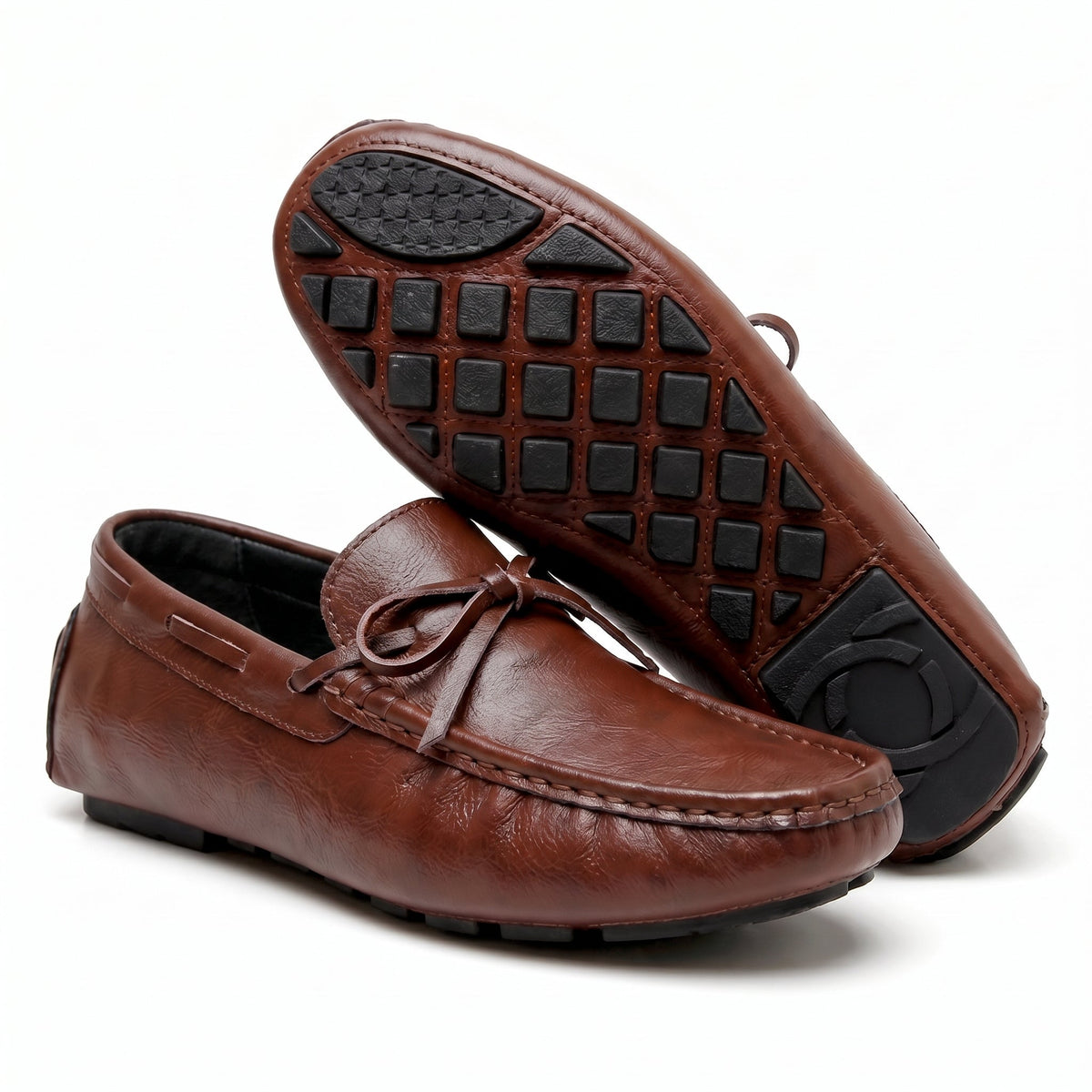 Men's Loafer Shoes Slip On Pebbled Driving Sole with Hand Stitching