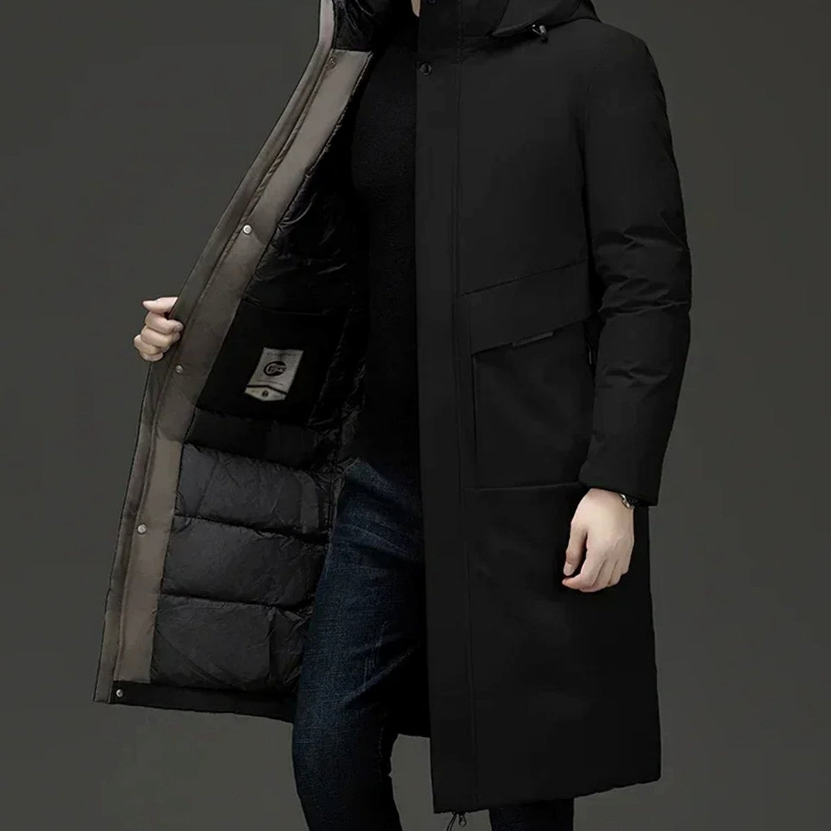 Men's Long Puffer Coat | Hooded & Insulated