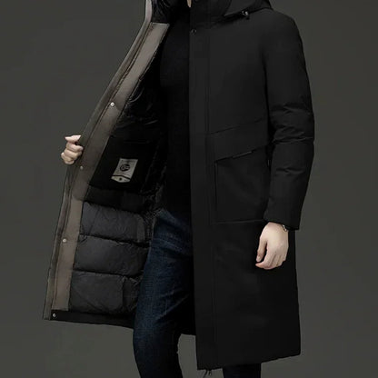 Men's Long Puffer Coat | Hooded & Insulated