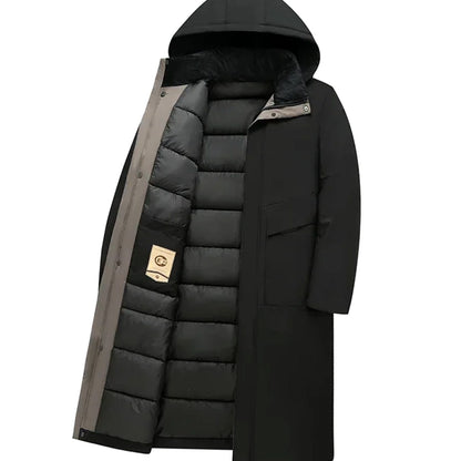 Men's Long Puffer Coat | Hooded & Insulated