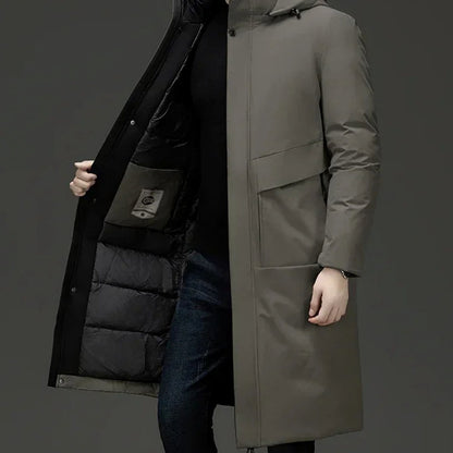 Men's Long Puffer Coat | Hooded & Insulated