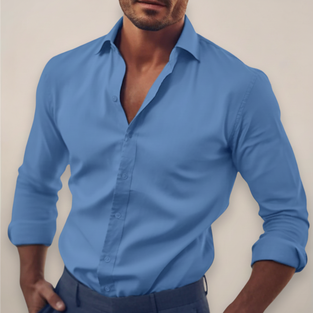 Men's Long Sleeve Button-Up Shirt in Classic Colors for Any Occasion