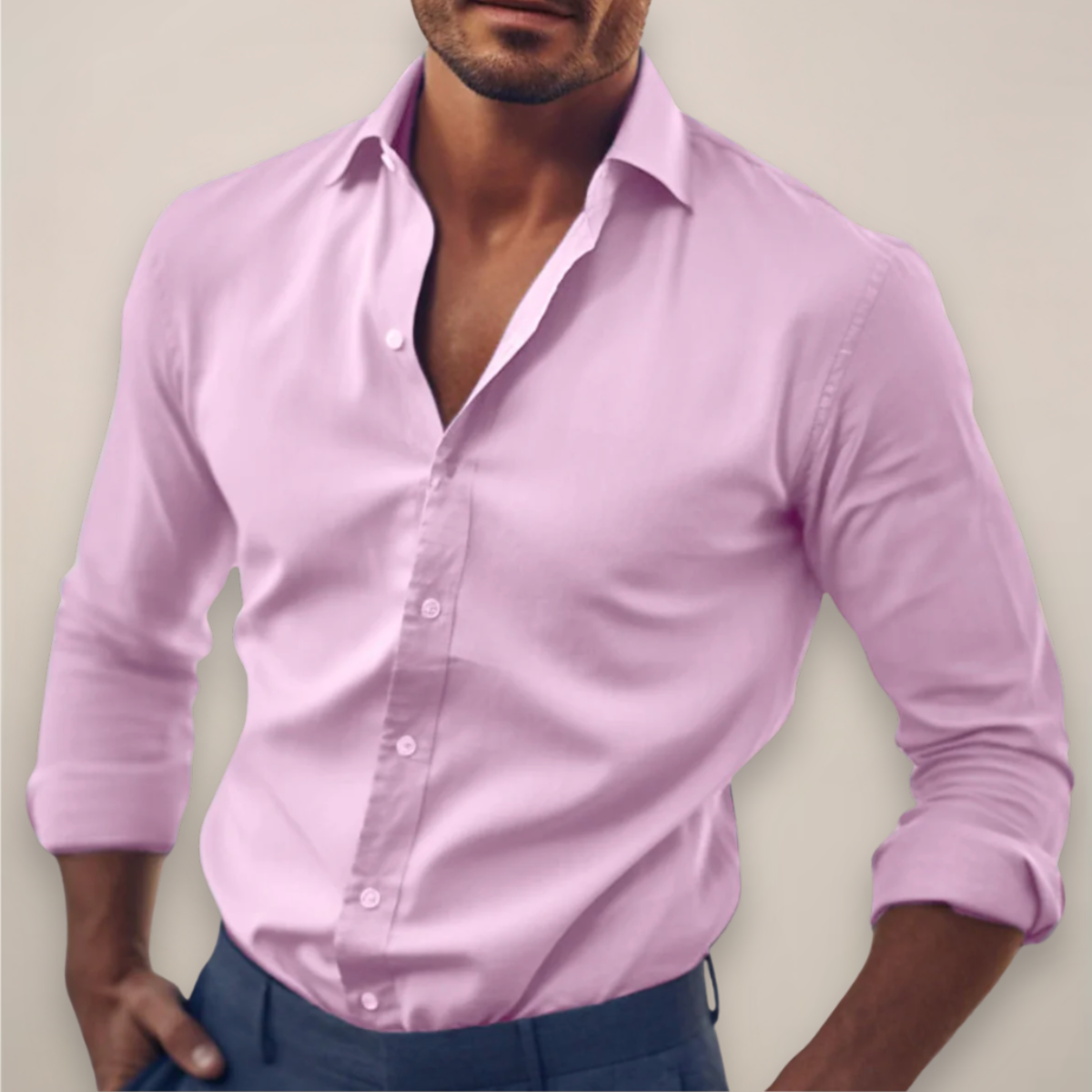 Men's Long Sleeve Button-Up Shirt in Classic Colors for Any Occasion