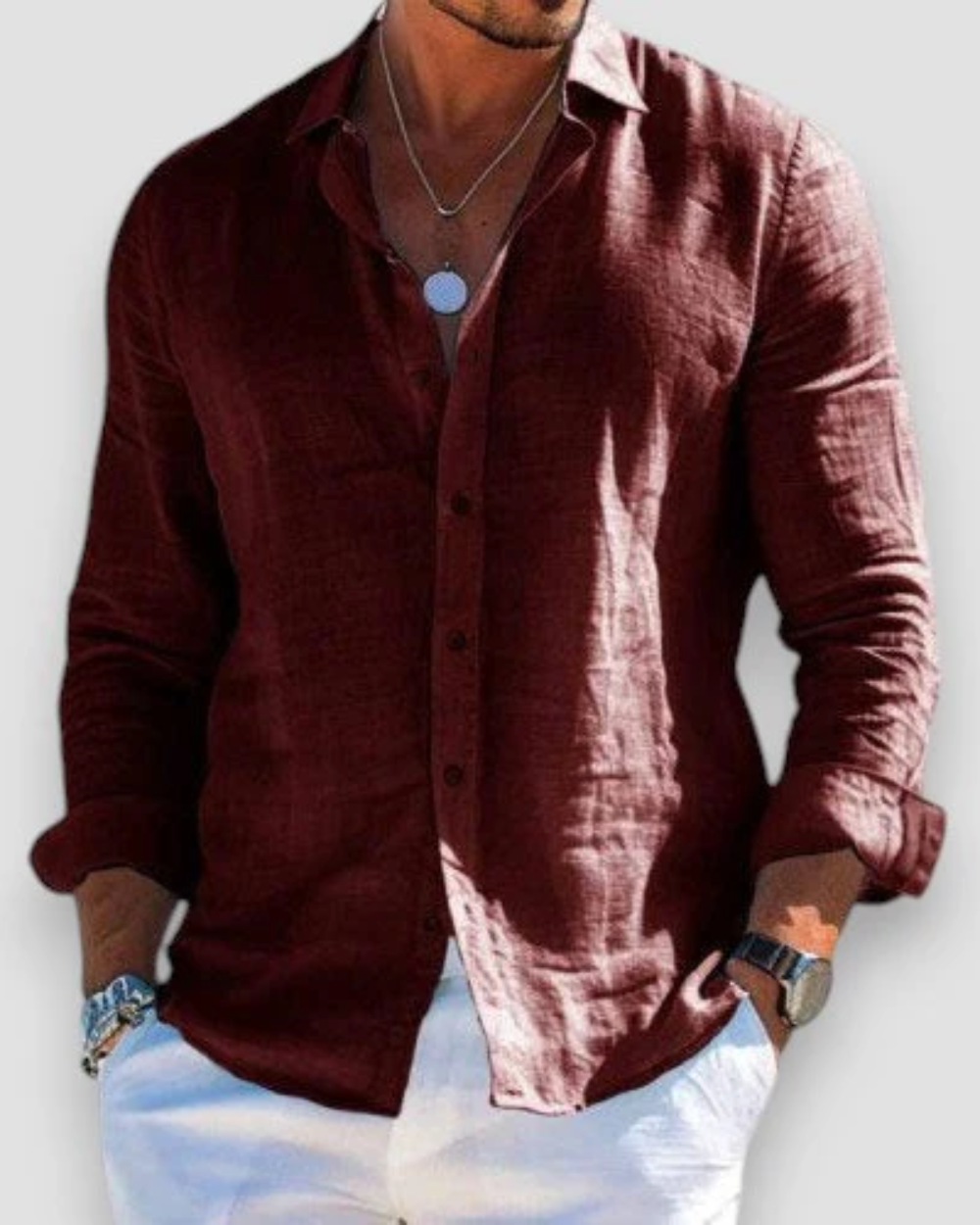 Men's Long Sleeve Polo | Classic Collar & Button Down
