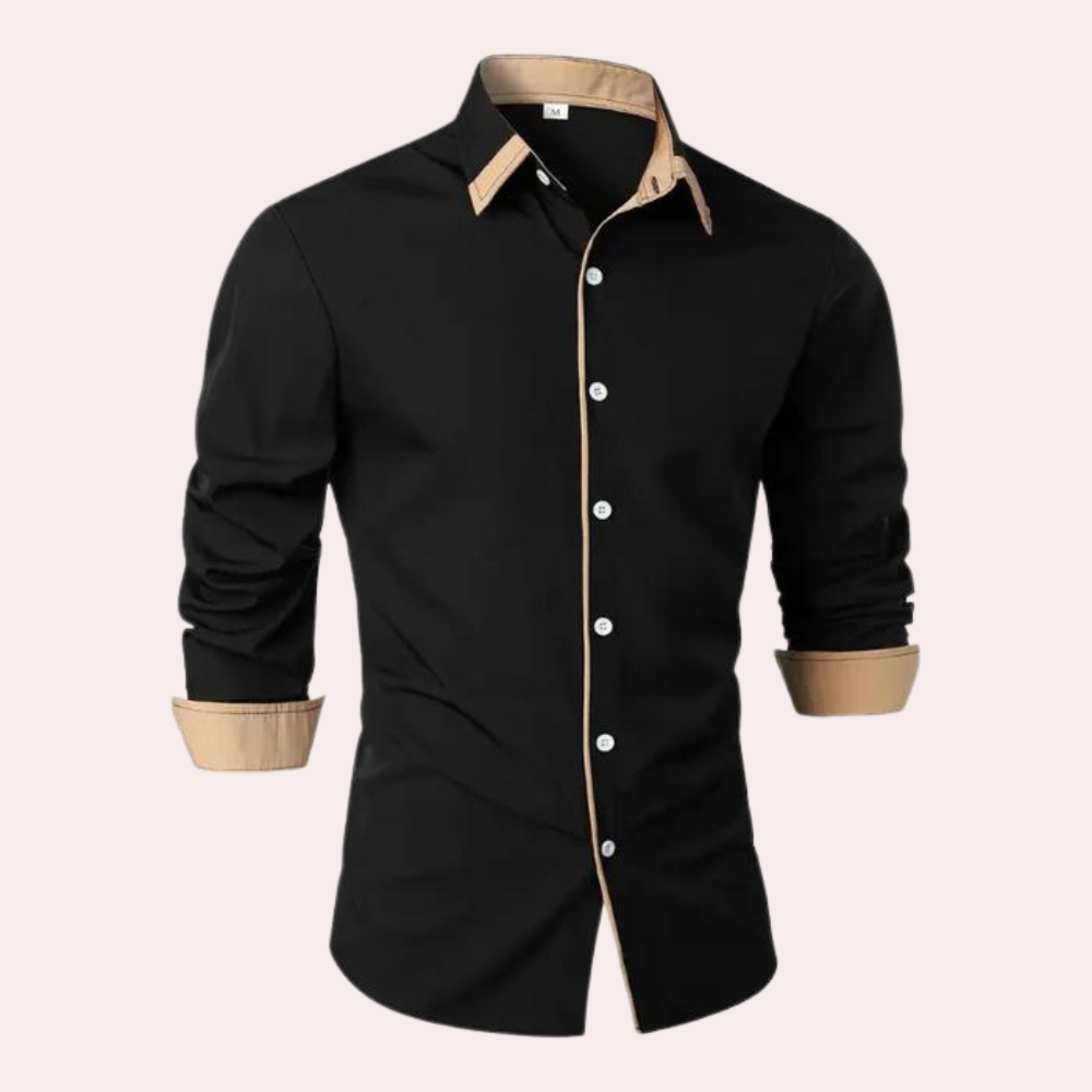 Men's Long Sleeve Polo | Contrast Trim & Slim Fit