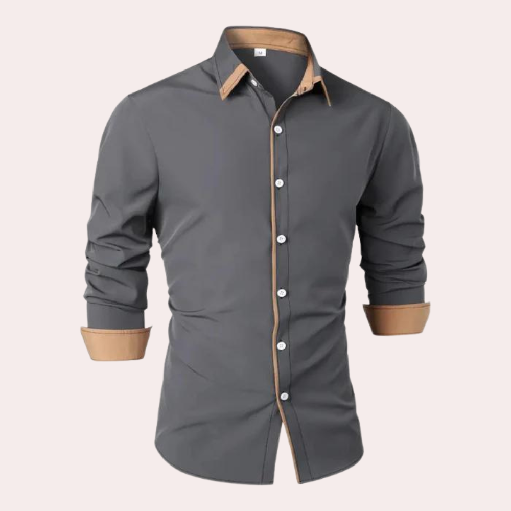 Men's Long Sleeve Polo | Contrast Trim & Slim Fit