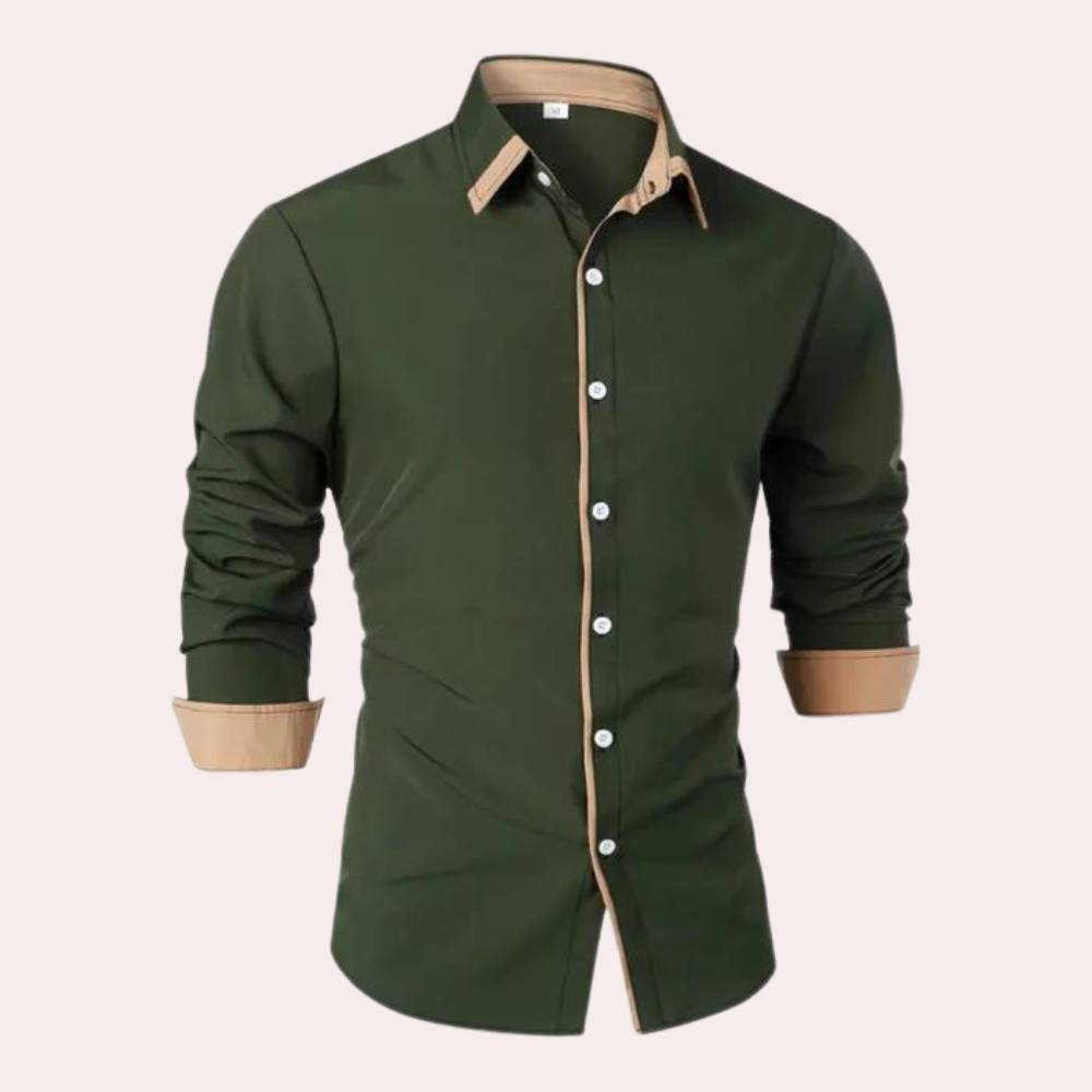 Men's Long Sleeve Polo | Contrast Trim & Slim Fit