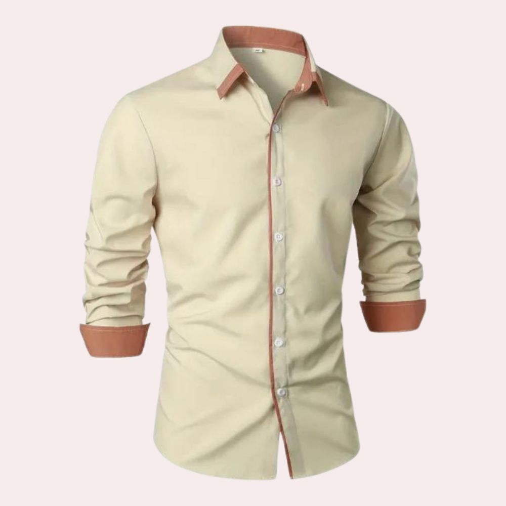 Men's Long Sleeve Polo | Contrast Trim & Slim Fit