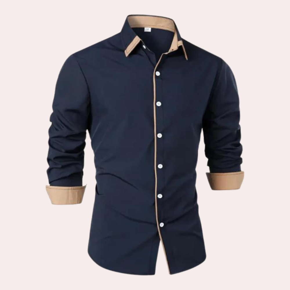 Men's Long Sleeve Polo | Contrast Trim & Slim Fit