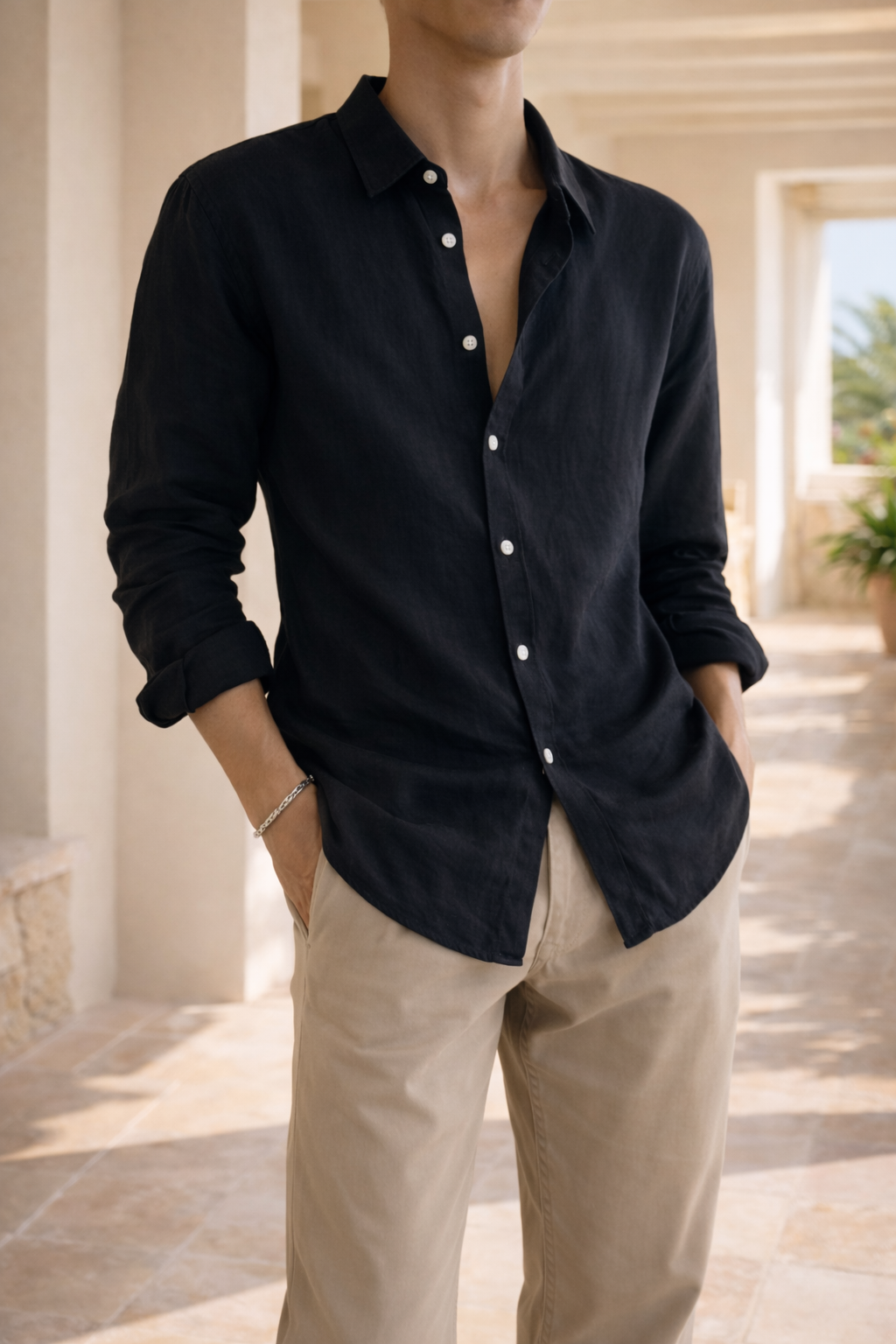 Men's Long Sleeve Polo | Relaxed & Button-Front