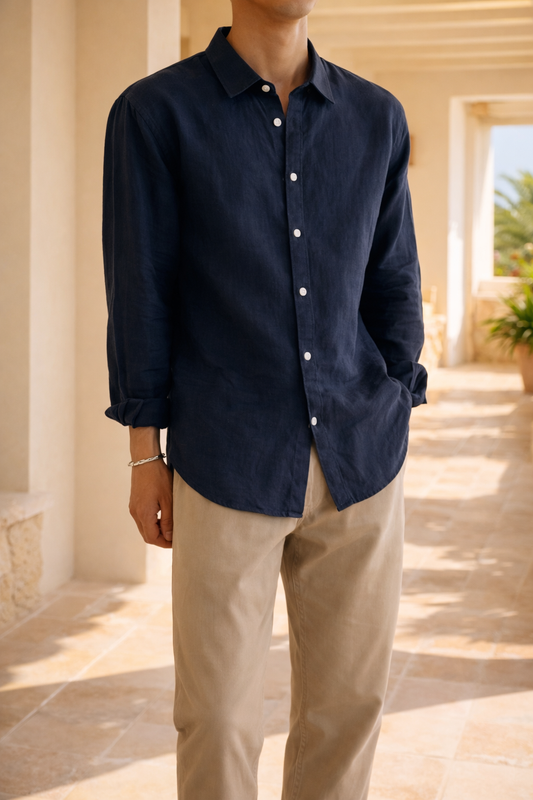Men's Long Sleeve Polo | Relaxed & Button-Front