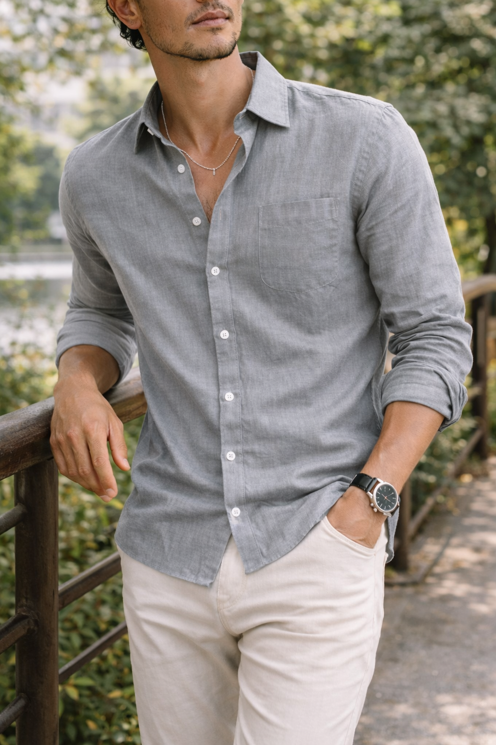 Men's Long Sleeve Polo | Relaxed Fit & Chest Pocket